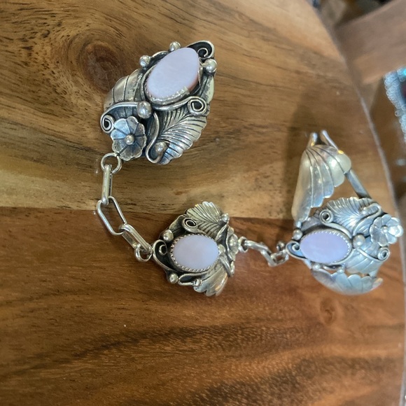 Large Navajo Pink Shell Cuff Bracelet Ring Combo pink conch vintage slave - Picture 3 of 11